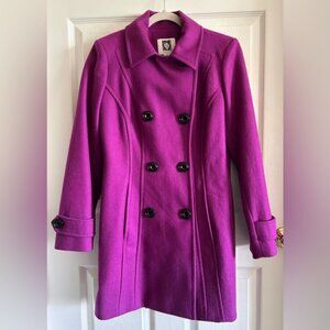 Anne Klein Women’s‎ Purple Wool Blend Pea Coat Jacket Pockets Size Small